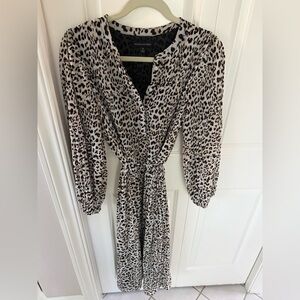 Banana Republic Leopard Print Long Sleeve Maxi Dress